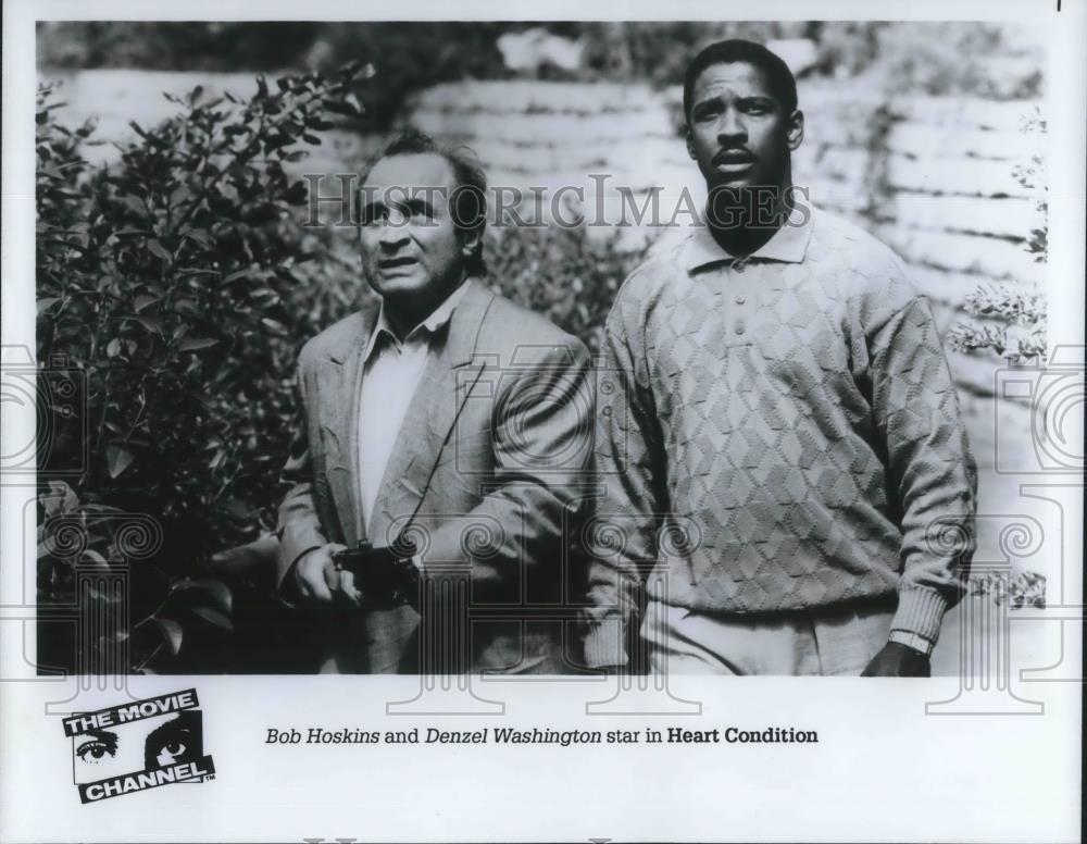 1991 Press Photo Bob Hoskins and Denzel Washington in Heart Condition - Historic Images