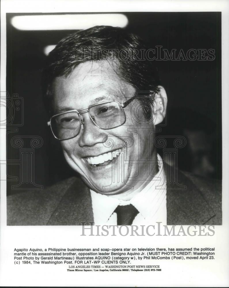 1984 Press Photo Agapito Aquino Soap Opera Star From Philippines - cvp02677 - Historic Images