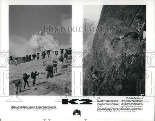 1993 Press Photo Matt Craven and Michael Biehn in scenes from K2 movie film - Historic Images