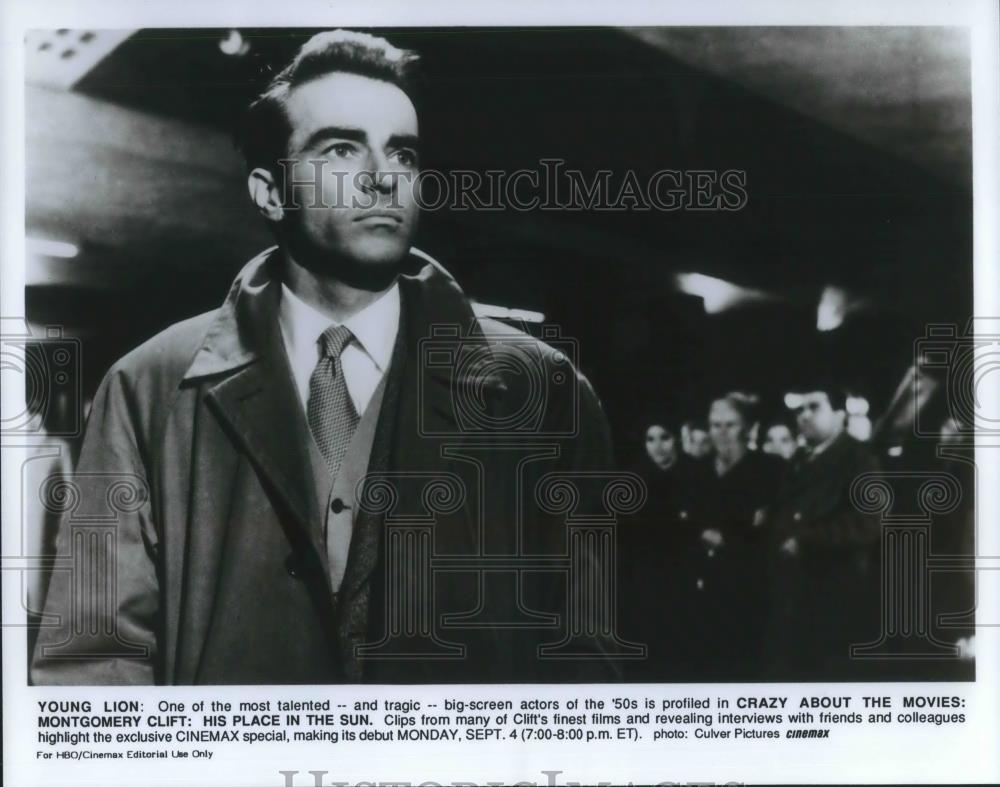 1989 Press Photo Montgomery Clift in A Place in the Sun Cinemax Movie Special - Historic Images
