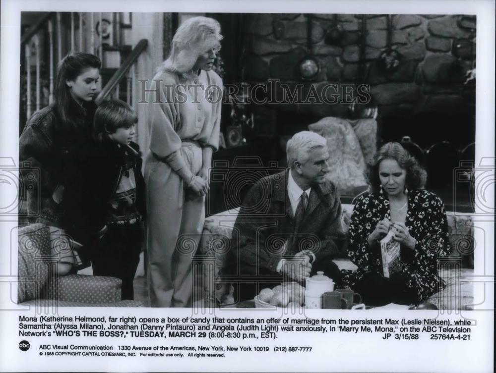 1988 Press Photo Judith Light, David Paymer, Alyssa Milano in Who&#39;s the Boss - Historic Images