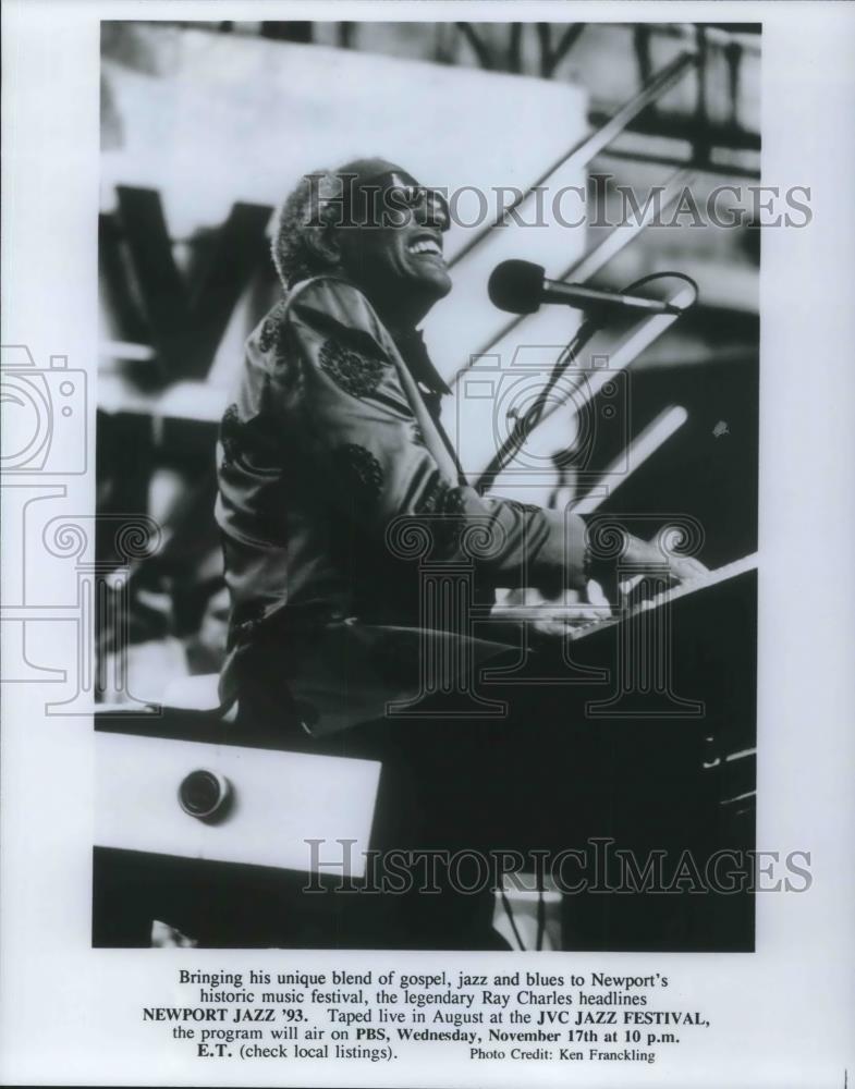 1994 Press Photo Ray Charles Blues Jazz Pianist Singer Songwriter JVC Festival - Historic Images