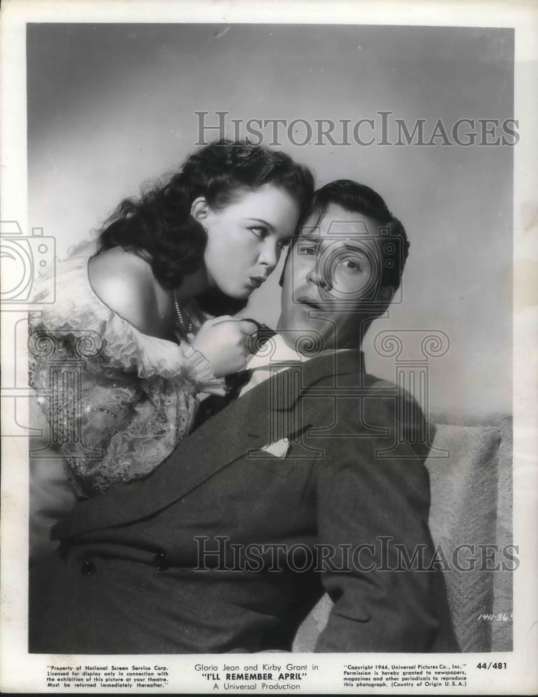 1945 Press Photo Kirby Grant and Gloria Jean star in I&#39;ll Remember April - Historic Images