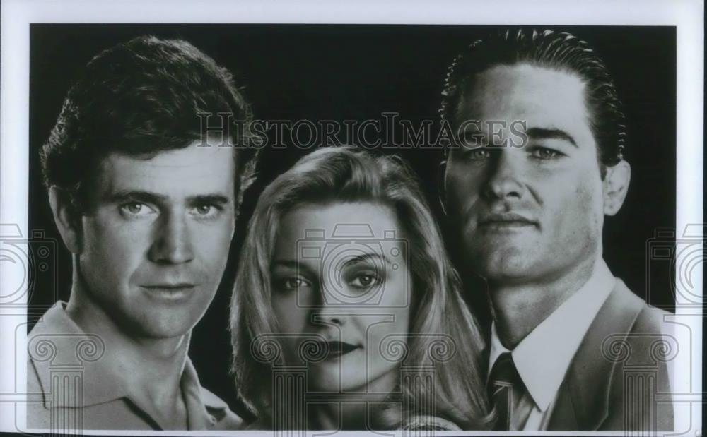 1990 Press Photo Mel Gibson Michelle Pfeiffer Kurt Russell in Tequila Sunrise - Historic Images