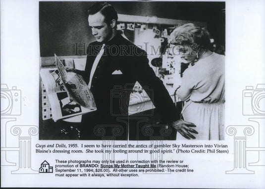 1994 Press Photo Marlon Brando and Vivian Blaine Guys and Dolls 1955 - cvp10179 - Historic Images