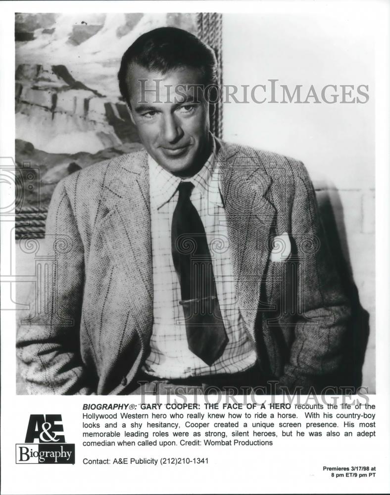 1998 Press Photo Gary Cooper in Gary Cooper: The Face of a Hero - cvp01868 - Historic Images