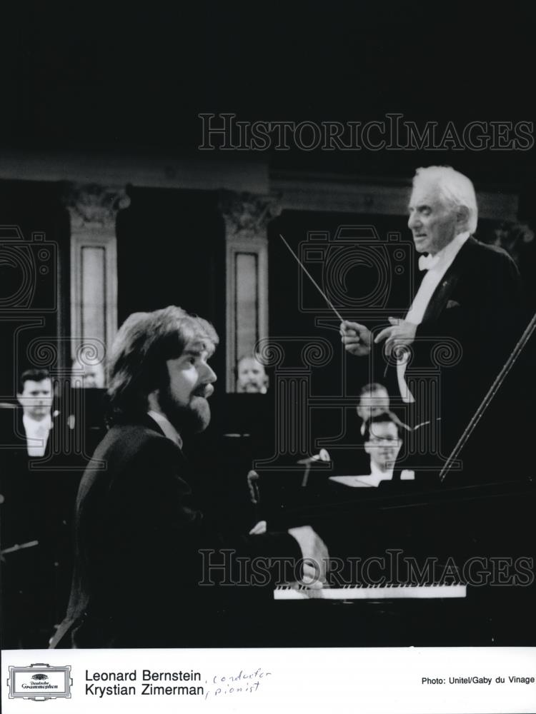 1992 Press Photo Leonard Bernstein Conductor and Krystan Zimerman Pianist - Historic Images