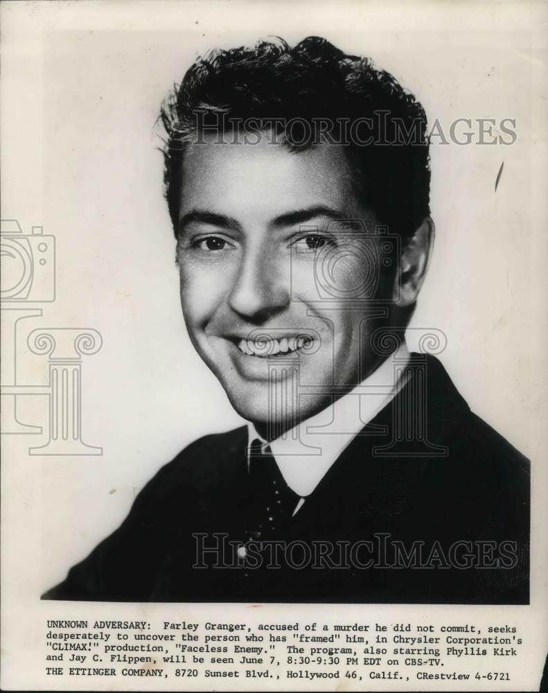 1956 Press Photo Farley Granger stars in Faceless Enemy - cvp15754 - Historic Images