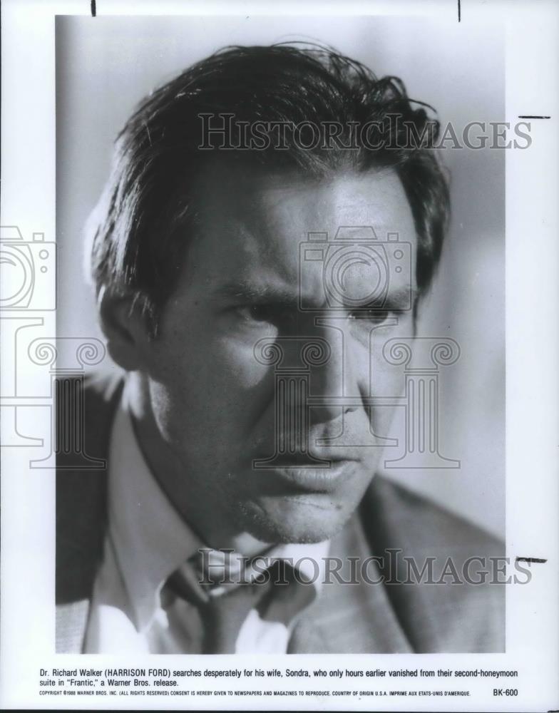 1988 Press Photo Harrison Ford as Dr. Richard Walker in Frantic - cvp14318 - Historic Images