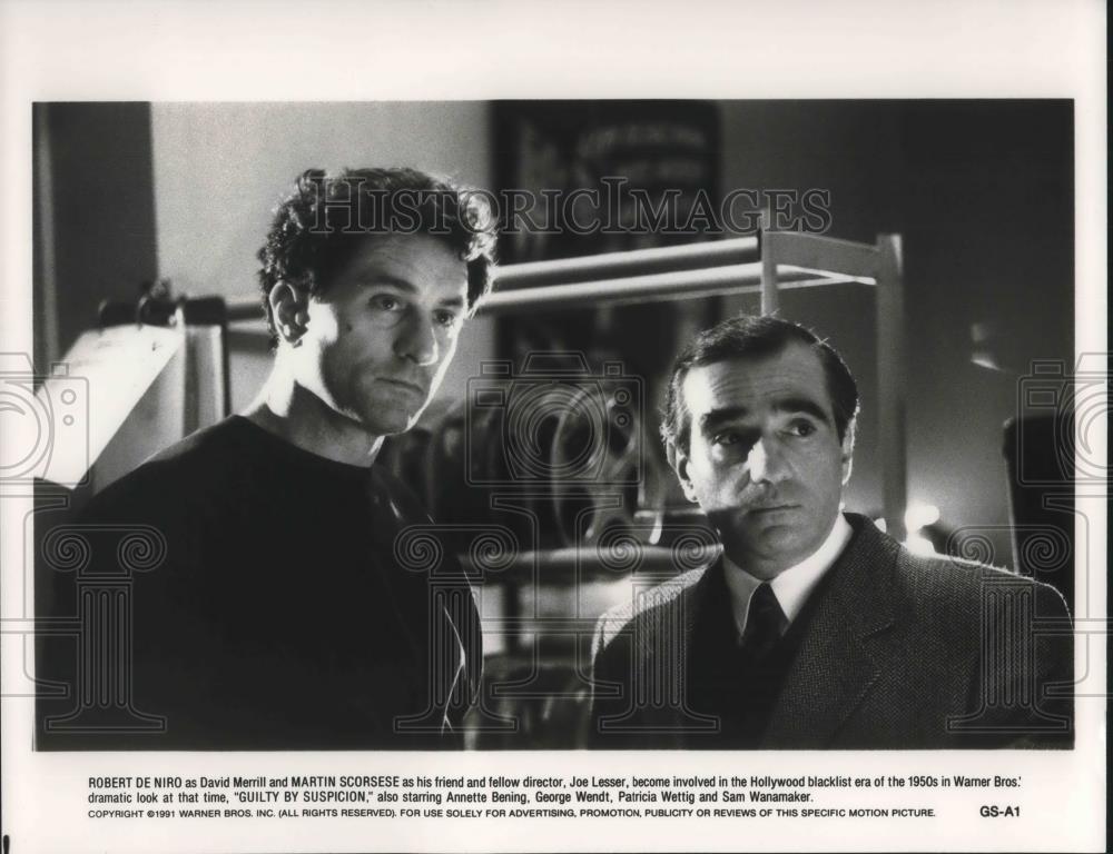 1991 Press Photo Robert De Niro and Martin Scorsese in Guilty By Suspicion - Historic Images