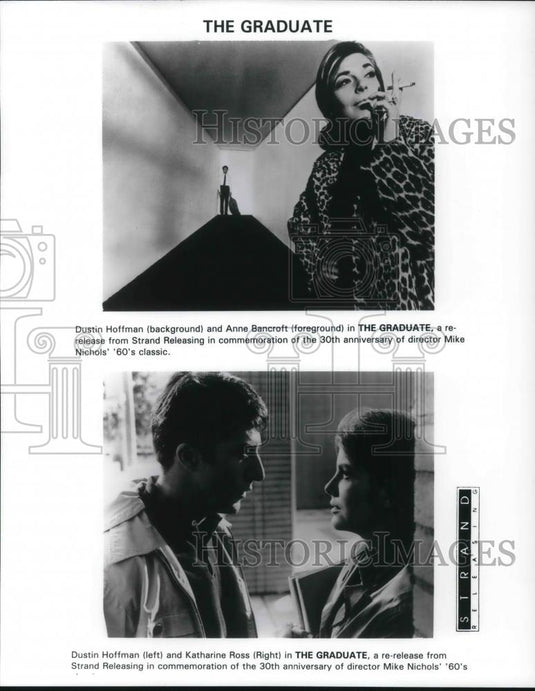 Press Photo Dustin Hoffman, Katherine Ross & Anne Bancroft in The Graduate - Historic Images
