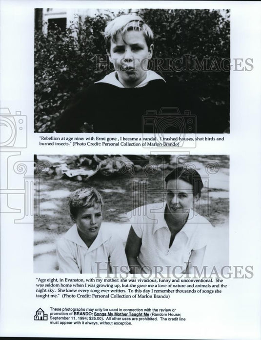1994 Press Photo Marlon Brando Songs My Mother Taught Me Childhood Photos - Historic Images