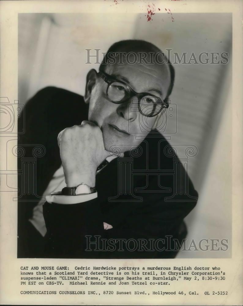 1957 Press Photo Cedric Hardwicke stars in Climax! Strange Deaths at Burnleigh - Historic Images