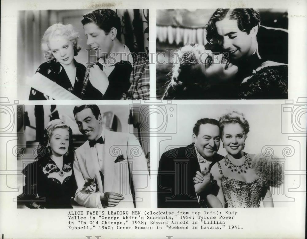 1941 Press Photo Alice Faye's Leading Men Rudy Vallee, Tyrone Power, Edward Arno - Historic Images