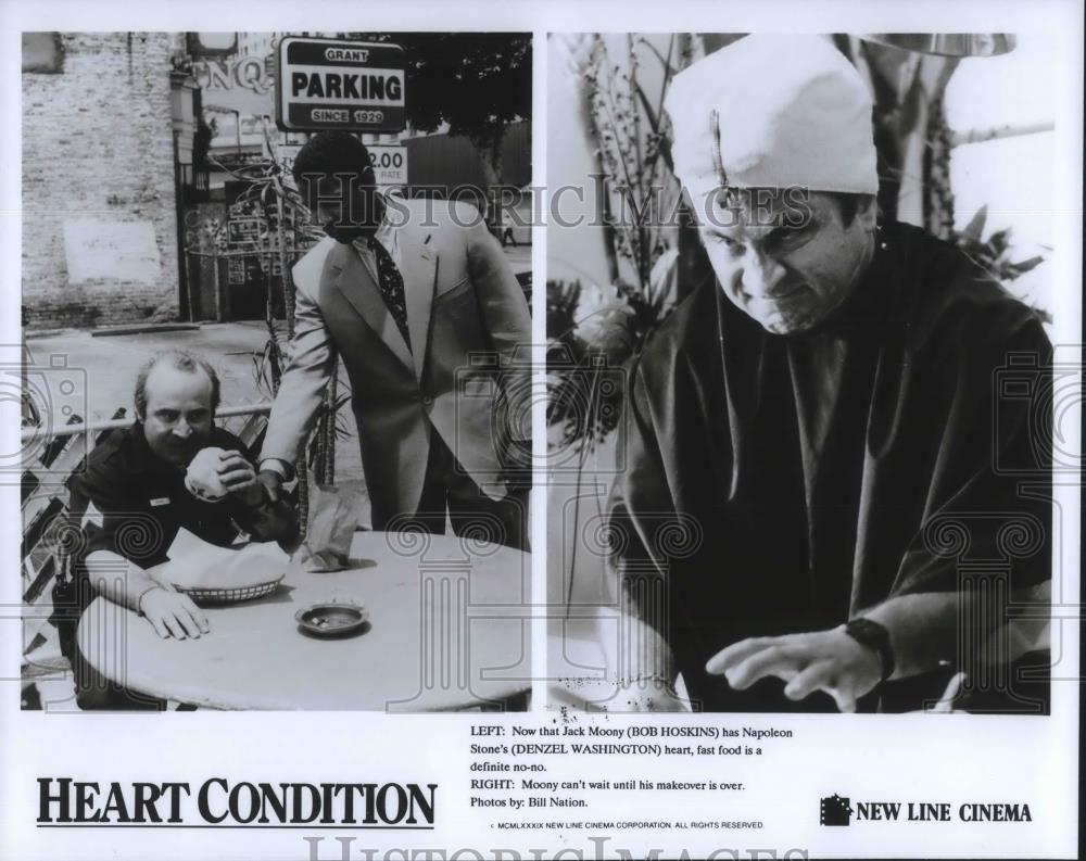 1990 Press Photo Bob Hoskins and Denzel Washington star in Heart Condition - Historic Images