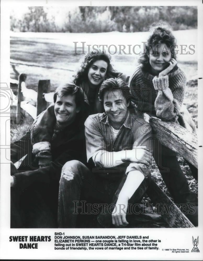 1989 Press Photo Don Johnson Susan Sarandon Jeff Daniels Elizabeth Perkins - Historic Images