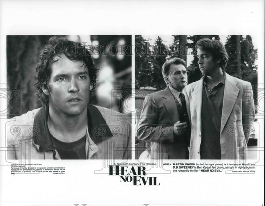 1994 Press Photo Martin Sheen and D.B. Sweeney star in Hear No Evil - cvp12272 - Historic Images