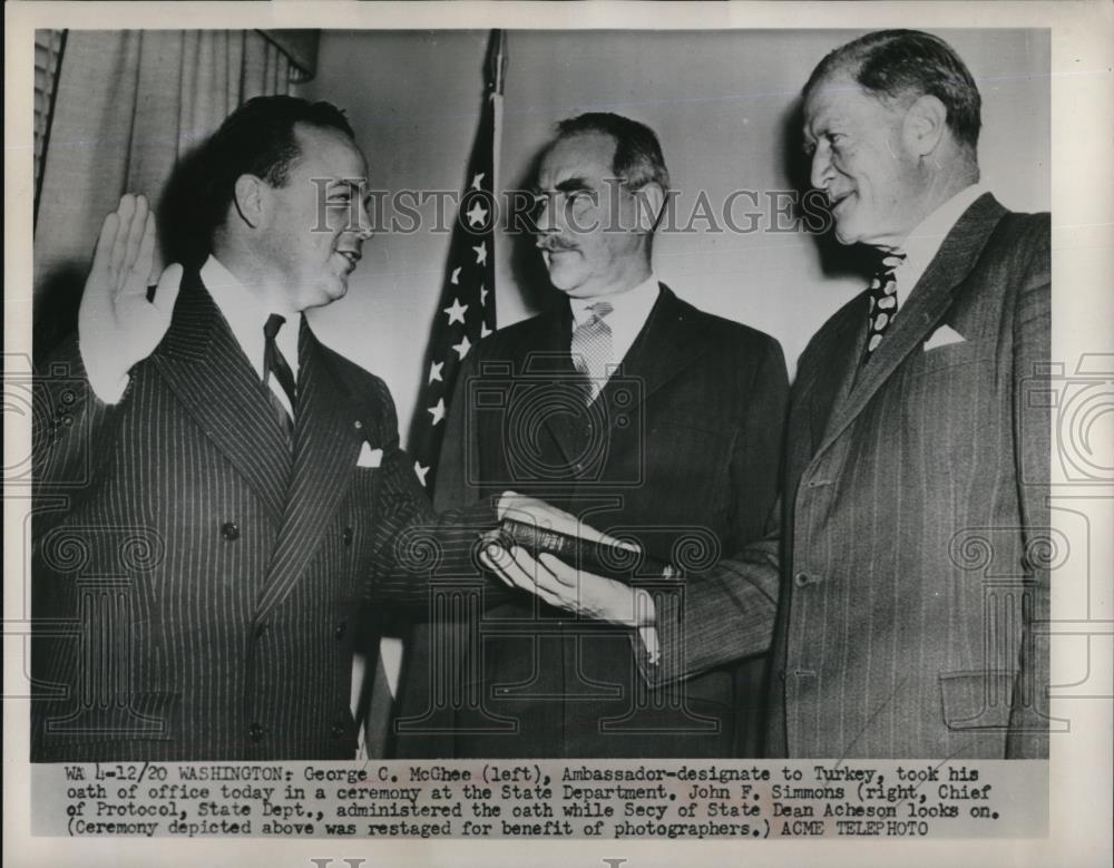 1940 Press Photo DC George McGhee US Amb to Turkee,JF Simmons,D Acheson - Historic Images