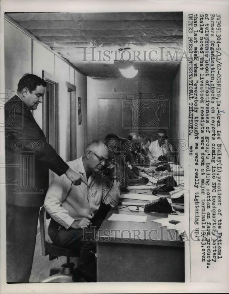 1962 Press Photo Corning Iowa Oren Lee Staley pres Natl Farmers Org - Historic Images