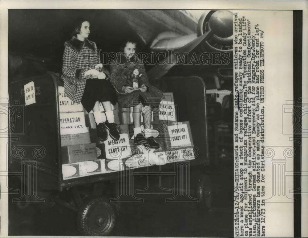 1956 Press Photo Chicago Maria and Suzanne Szabo refugee children who - Historic Images