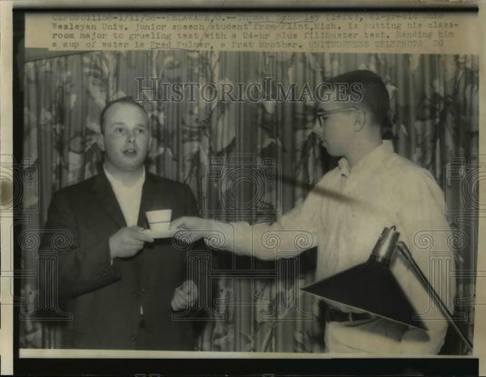 1956 Press Photo Delaware Ohio Thomas Schooley wesleyan student, F Fiulmer - Historic Images