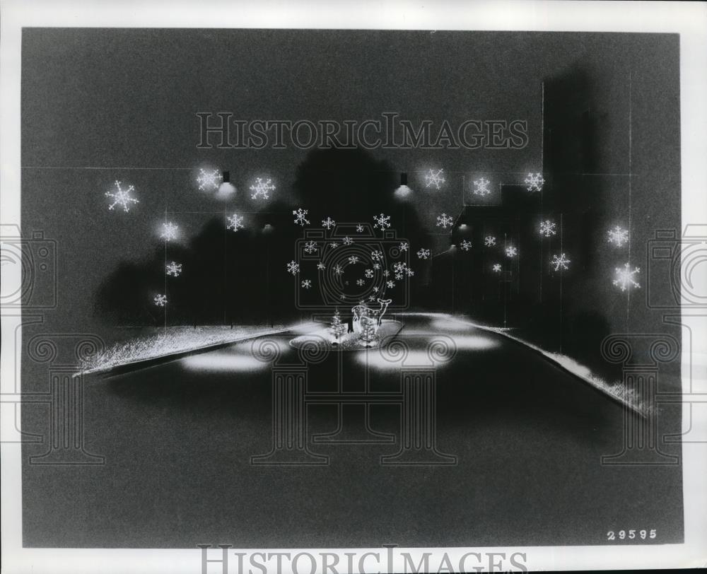 1958 Press Photo GE Co Christmas light display at Nela Park in Ohio - Historic Images