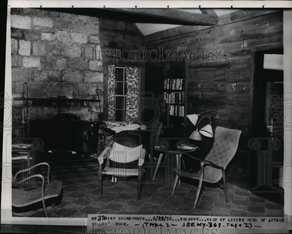 1956 Press Photo Living room of Arthur Miller home in Rockbury - Historic Images