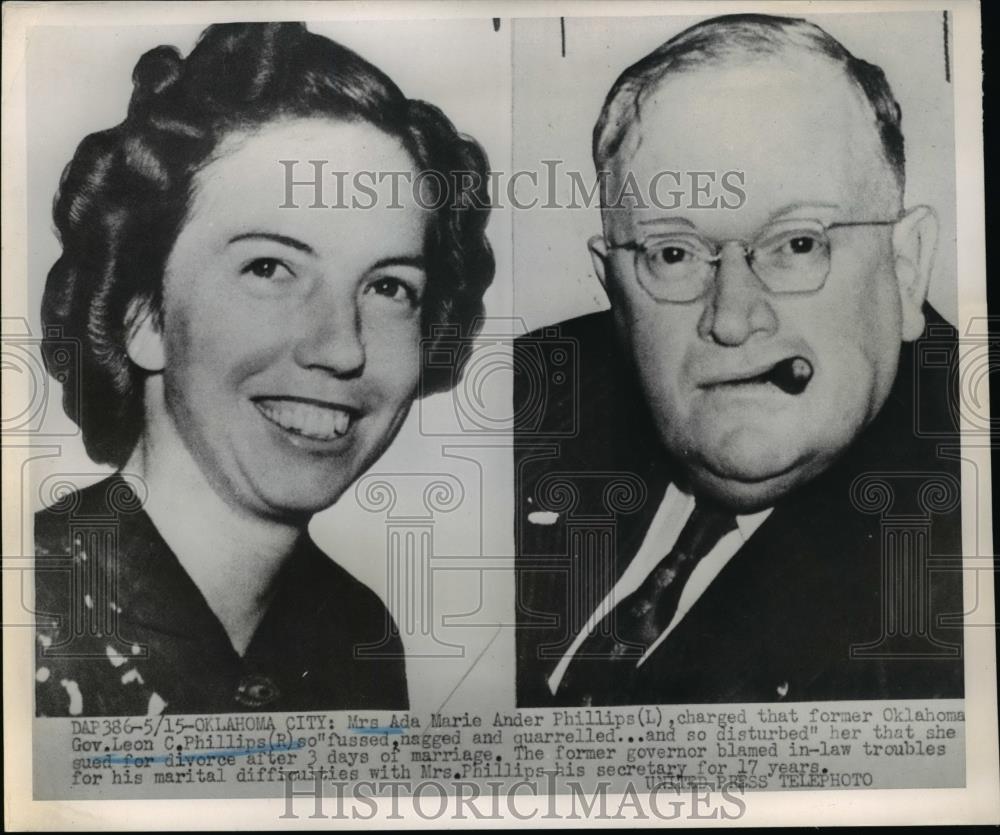 1952 Press Photo Oklahoma City Mrs Ada Marie Ander Phillips charged that - Historic Images