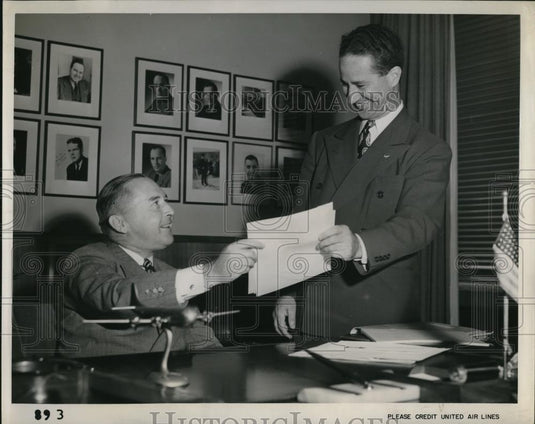 1946 Press Photo United Air Lines Pres WA Patterson & EE Miller - Historic Images