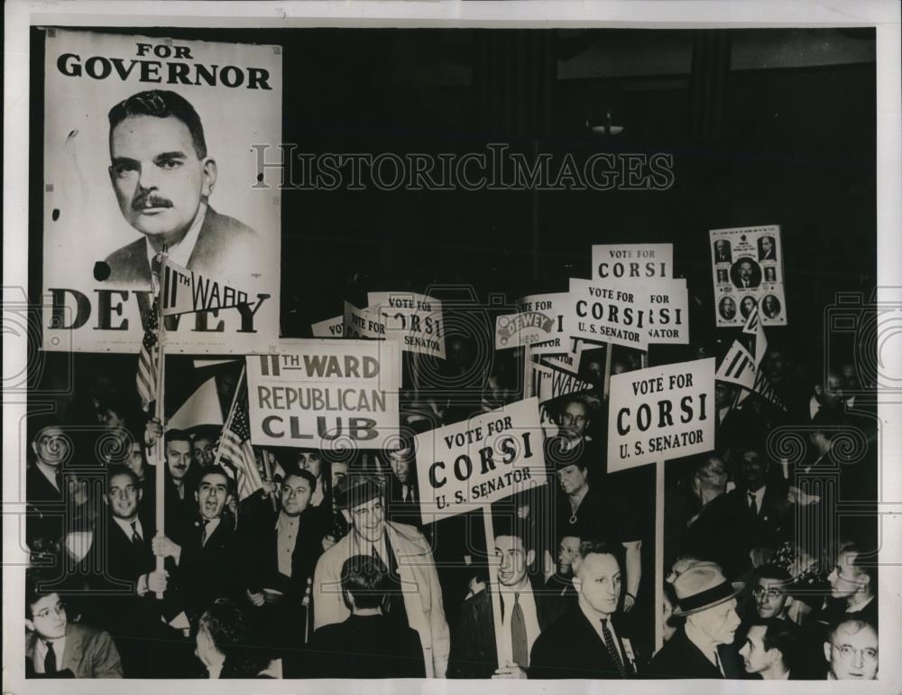 1938 Press Photo Crowd chokes Convention Hall as Dewey delivered his speech - Historic Images