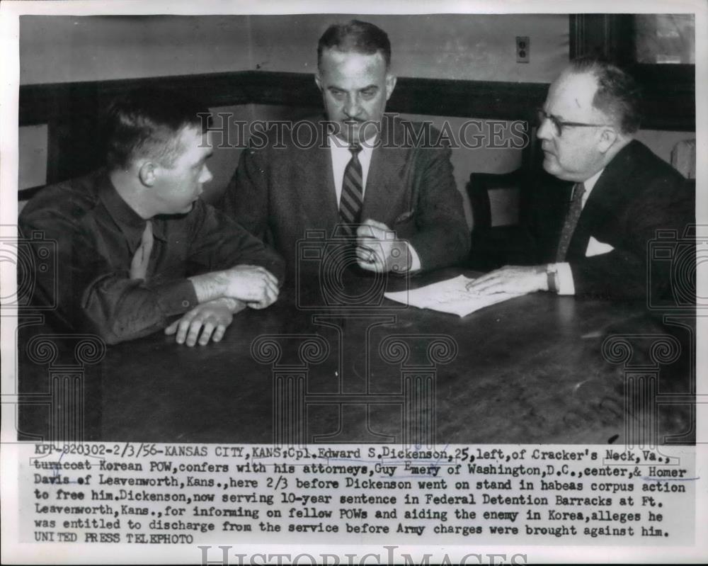 1956 Press Photo Edward Dickenson, Guy Emery, and Homer Davis - Historic Images