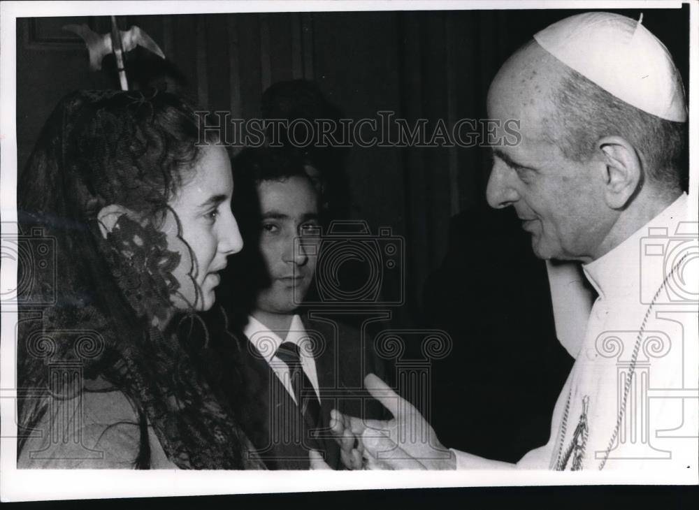 1968 Press Photo Vatican City Pope Paul VI Mrs Giusepe Ruisi - Historic Images