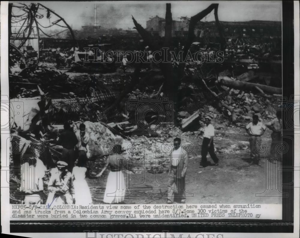 1956 Press Photo Destruction caused by Colombian Army Ammunition Truck explosion - Historic Images