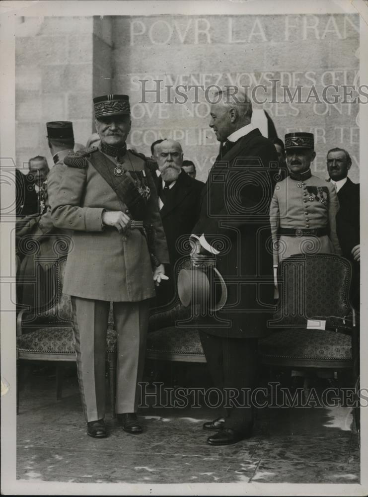 1929 Press Photo The unveiling of War Memorial at Nice by Marshal Foch and Rt. - Historic Images