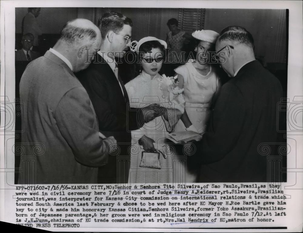 1956 Press Photo Kansas City Mo Senhor and Senhora Tito Silveira of Sao Paulo - Historic Images