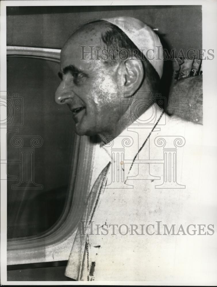 1964 Press Photo Pope Paul VI aboard the Papal jetliner on his return to Rome - Historic Images