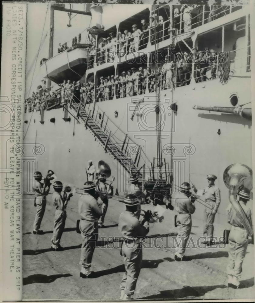 1950 Press Photo Army Band Plays As Ship Leave For The Korean War Theatre - Historic Images