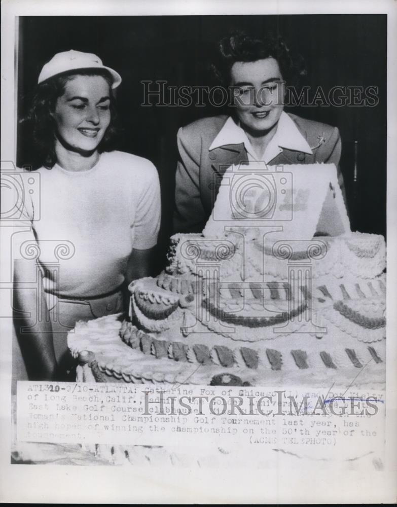 1950 Press Photo Catherine Fox and D. Kielty at the National Golf Championship - Historic Images