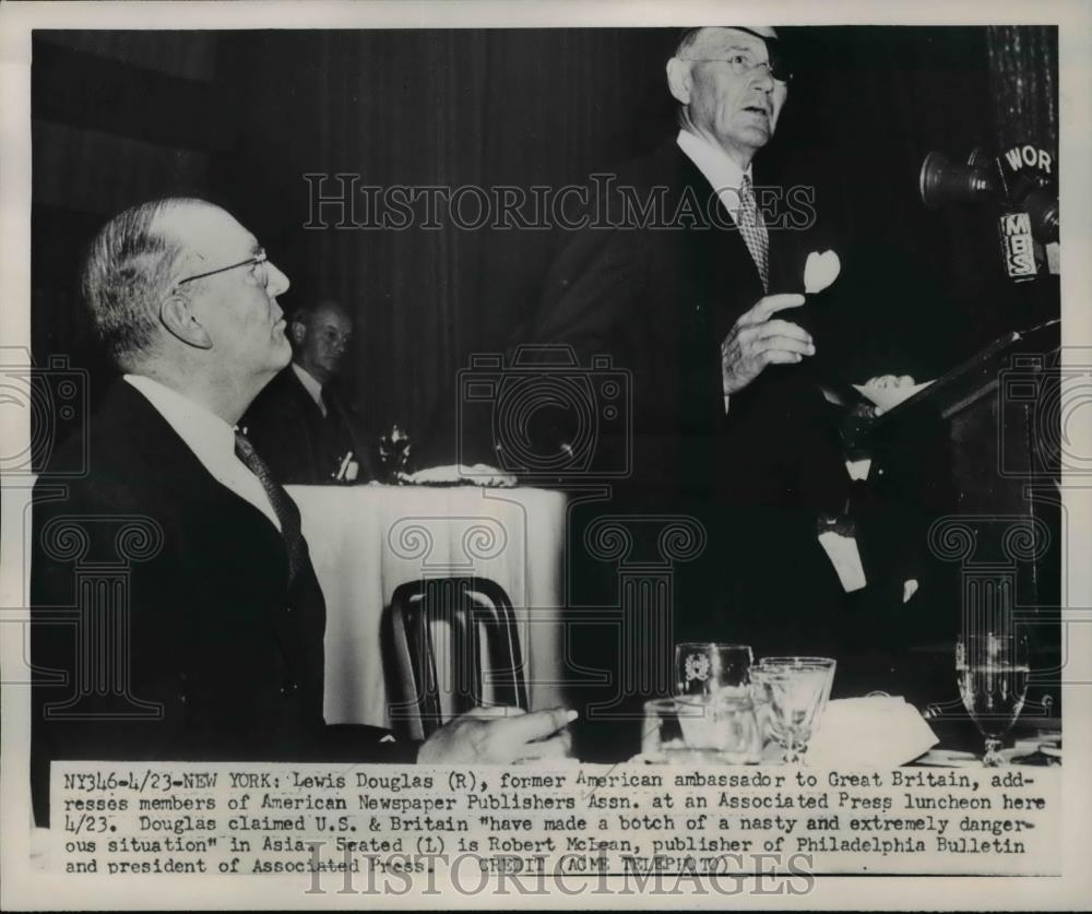 1951 Press Photo Lewis Douglas, former American Ambassador - Historic Images