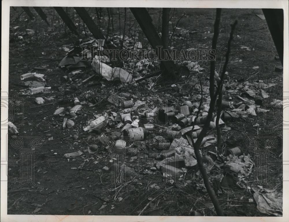 1948 Press Photo A Miniature Dump Has Transformed A Vacant Lot Into An Eyesore - Historic Images