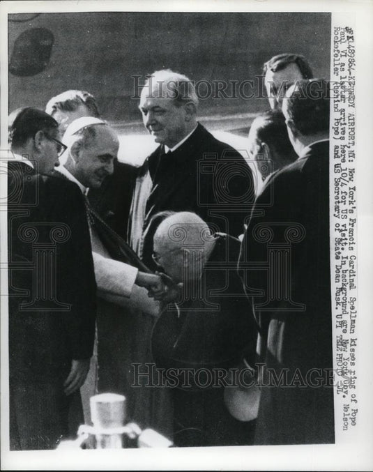 Undated Press Photo Francis Cardinal Spellman kisses ring of Pope Paul VI - Historic Images