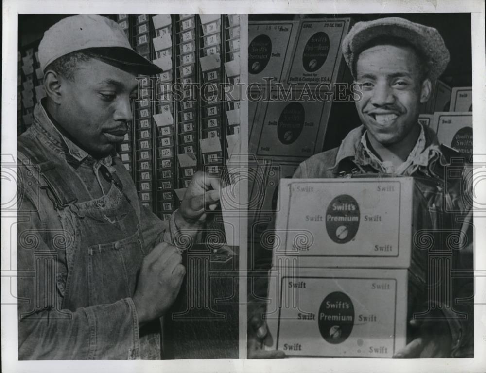 1941 Press Photo Willie Mayweather and brother, Floyd at the Swift &amp; Company - Historic Images