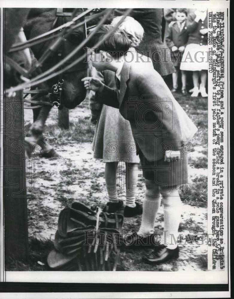 1957 Press Photo London Prince Pony British Charles Duke Of Edinburgh Queen - Historic Images