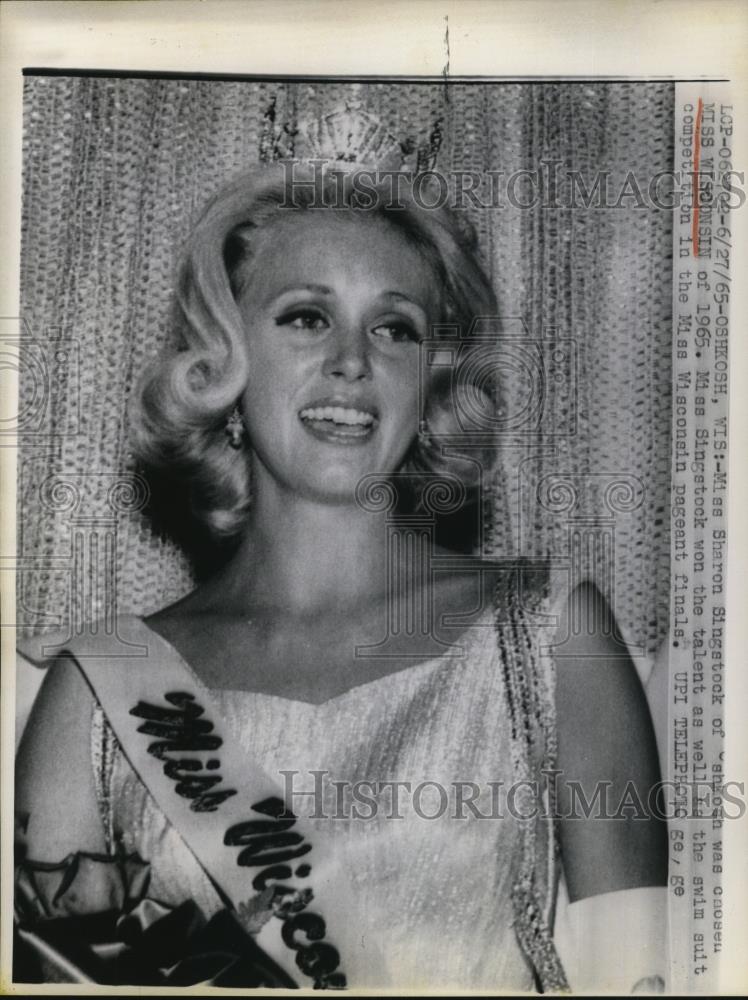 1965 Press Photo Sharon Singstock won Miss Wisconsin 1965 Title - Historic Images