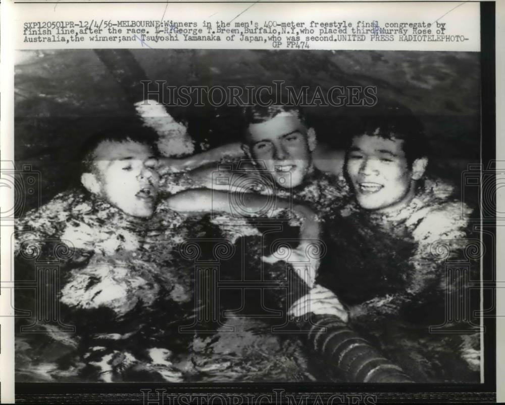 1956 Press Photo Winners in the men&#39;s 400 meter freestyle - Historic Images