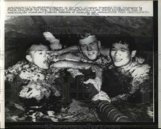 1956 Press Photo Winners in the men's 400 meter freestyle - Historic Images