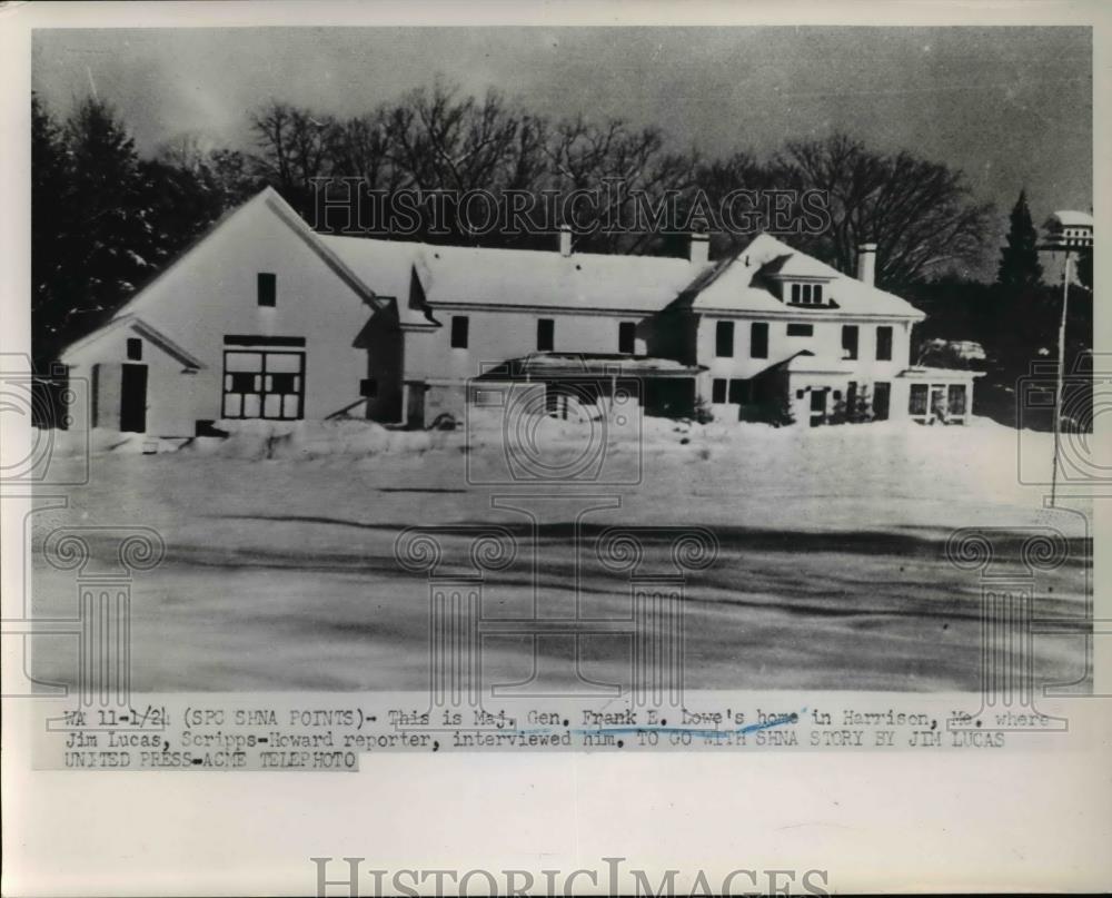 1952 Press Photo Maj Gen Frank E Lowe&#39;s home in Harrison - Historic Images