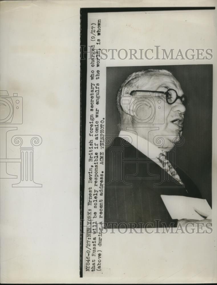 1948 Press Photo NYC Ernest Bevin British foreign secretary - Historic Images