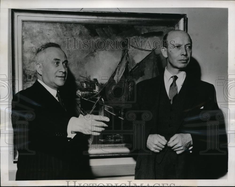 1948 Press Photo Dr Stefan Osusky Czech Amb &amp; Everett Case Pres Colgate Univ - Historic Images