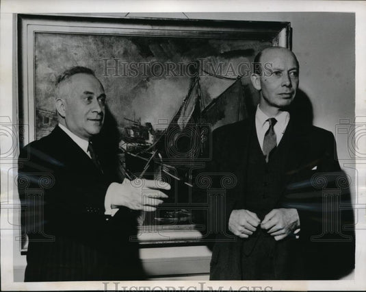 1948 Press Photo Dr Stefan Osusky Czech Amb & Everett Case Pres Colgate Univ - Historic Images